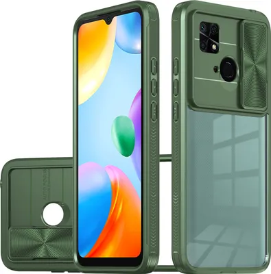 Produktbild von Redmi 10C Hülle, TPU Bumper mit mit Schiebe Kamera Schutz Klar Schutzhülle für Xiaomi Redmi 10C Grün