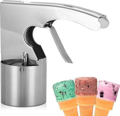 Produktbild von Famanu Eiskelle Edelstahl mit Portionierer - Ideal für Eis, Kuchen und Melonen