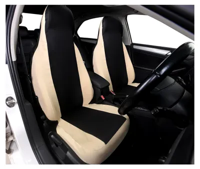 Produktbild von Autositzbezüge kompatibel für Smart fortwo, 450 451 und 453, Set mit 2 Vordersitzbezügen, mit gesticktem Auto-Logo auf der Rückenlehne, Verarbeitung ITALY (Schwarz/Königsblau)