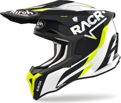 Produktbild von Crosshelm Schutzhelm Quadhelm AIROH Strycker Racr Schwarz Weiß Gelb Größe XL