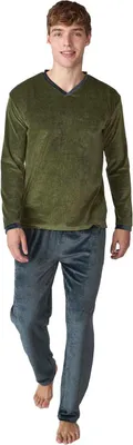 Imagen del producto de J&J Brothers JJBFP801: Pijama de terciopelo de manga larga para hombre