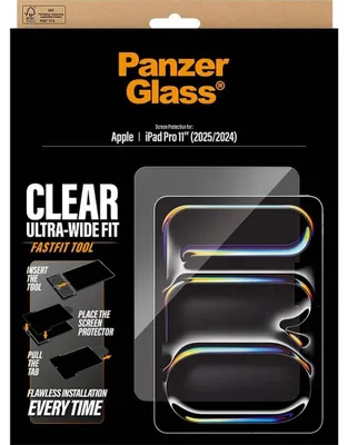 Produktbild von PanzerGlass ® Displayschutz iPad Pro 11" (2024-2025) | Ultra-Wide Fit m. FASTFIT TOOL, Apple, Apple - iPad Pro 11" (2024), Apple - iPad Pro 11" (2025), Trockene Anwendung, Kratzresistent, Schockresistent, Transparent, 1 Stück(e)
