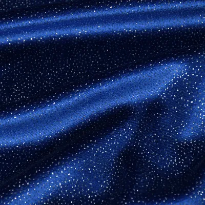 Produktbild von Samtstoff Meterware Stretchsamt Glitzer blau silber 1,5m
