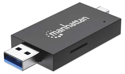 Produktbild von Manhattan 102735 Kartenleser USB 3.2 Gen 1 Type-A/C SD MicroSD SDXC