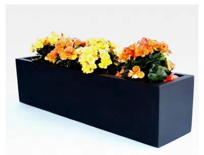 Produktbild von Pflanztrog Fiberglas 100x25x25cm schwarz-matt