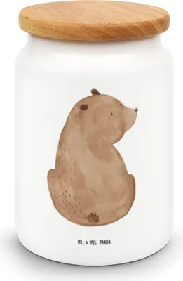 Produktbild von Mr. & Mrs. Panda Dose Bär Schulterblick - Weiß - Geschenk, Motivation, Aufbewahrungsdose, Selbstachtung, Keksdose, behälter, Weisheit, keramikdose, Weltansicht, Bären