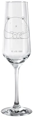 Produktbild von Mr. & Mrs. Panda Glas Bär Gefühl - Transparent - Geschenk, Champagnerglas, Sektglas graviert, Trinkglas, Sektkelch, Durchgedreht, Wahnsinn, Verrückt, Teddy