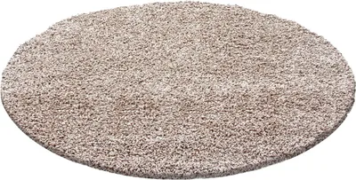 Produktbild von Teppich Wohnzimmer Hochflor Beige 200x200 Rund Unicolor - Einfarbig aus Polypropylen