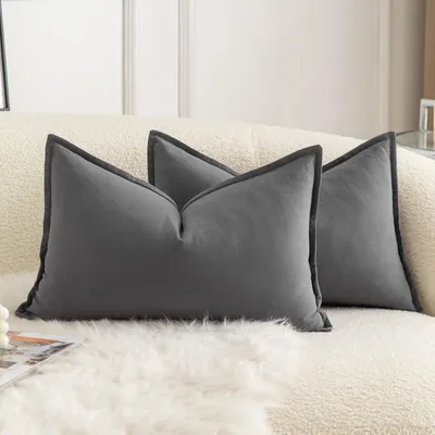 Immagine prodotto di Coperte per cuscini in cotone, 30x50 cm, grigio, set da 2