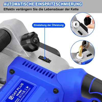 Zdjęcie produktu dla Pilarka łańcuchowa akumulatorowa - Elektryczna pilarka łańcuchowa - Bezszczotkowa - 20 V - 600 W - 41 cm - Akumulator litowo-jonowy 4,0 Ah - Automatyczne smarowanie łańcucha
