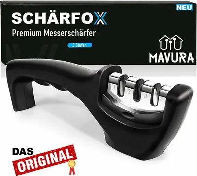 Produktbild von SCHÄRFOX Profi Messerschärfer Messerschleifer 3 Stufen Diamant Klingen Schleifer