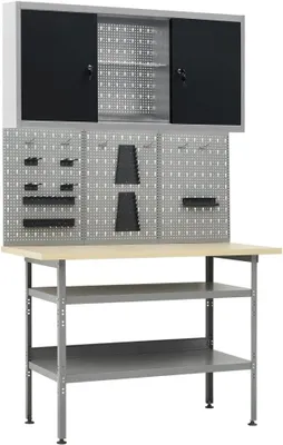 Produktbild von Werkbank Mit 3 Werkzeugwanden Und 1 Wandschrank