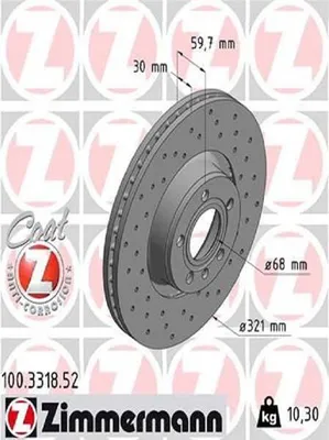 Immagine prodotto di 2x ZIMMERMANN 100.3318.52 Disco freno asse anteriore