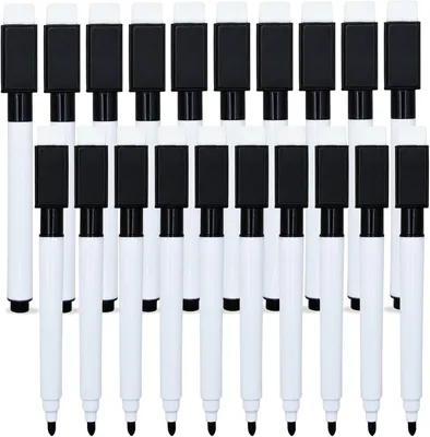 Produktbild von Whiteboard-Marker 20 Stück, mit Magnet und Schwamm, schwarz, für Büro und Schule