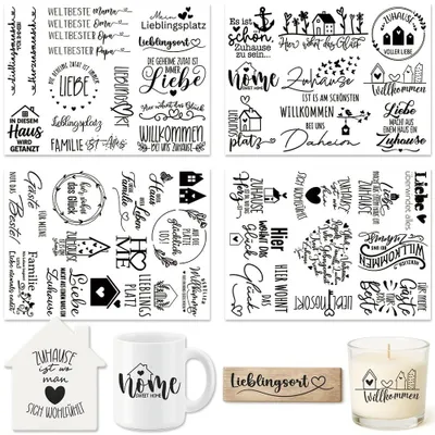 Obrázok produktu pre Sada samolepiek – 4 kusy – 19 x 14 cm, vhodné na kreatívne remeselné projekty