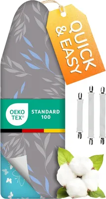 Immagine prodotto di Copertura per asse da stiro smart&gentle – cotone con tecnologia termoreflessiva – blu-grigio / 150x50 cm