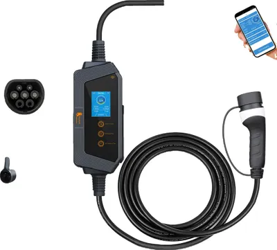 Produktbild von Tragbares EV-Ladegerät, 7 kW Leistung, einstellbarer Ladestrom, 7KW APP KEIN Adapter