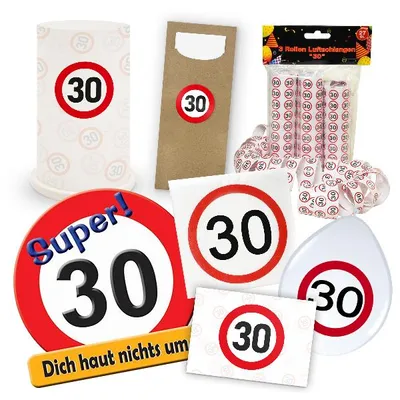 Produktbild von Partyset Komplettset 6-teilig Geburtstag Feier "Verkehrsschild 30"