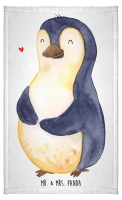 Produktbild von Mr. & Mrs. Panda Handtuch Pinguin Diät - Weiß - Geschenk, Frotteetuch, baumwolle, glücklich, Klein, Abnehmen, Frotteehandtuch, Gästehandtuch 30x50