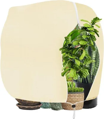 Produktbild von Unyqoos® Winterschutzhülle für Pflanzen 180×120 cm – dickes Vlies, atmungsaktiv & wasserabweisend, Reißverschluss + Kordel, reißfest, wiederverwendbar, Frostschutz für Topf- & Olivenbaum