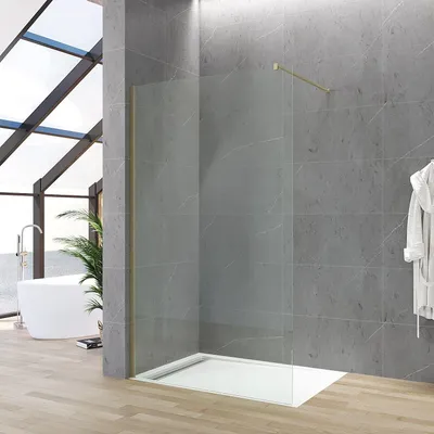Produktbild von Duschwand Glas gebürstet Gold 120x200cm 8 mm ESG Sicherheitsglas Lotuseffekt