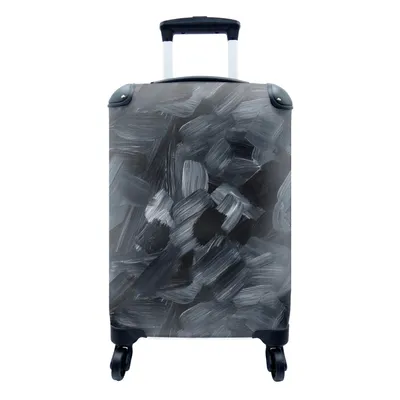 Produktbild von MuchoWow® Koffer Handgepäck Trolley Rollkoffer Kleine Reisekoffer mit 4 Rollen - Muster - Ölfarbe - Schwarz - Cabin Size < 55x40x23 cm & 55x40x20 cm - Fotokoffer - Kabinenkoffer - Boardgepäck - Reise-Box - Reisekoffer - Reisegepäck - Koffer mit Bild - Trolley für Kinder