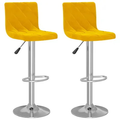 Image de vidaXL Tabouret de bar 2 pcs jaune moutarde velours
