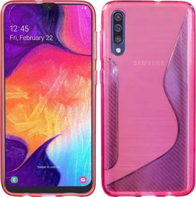 Produktbild von cofi1453® S-Line Hülle Bumper kompatibel mit Samsung Galaxy A50 A505F Silikonhülle Stoßfest Handyhülle TPU Case Cover Pink