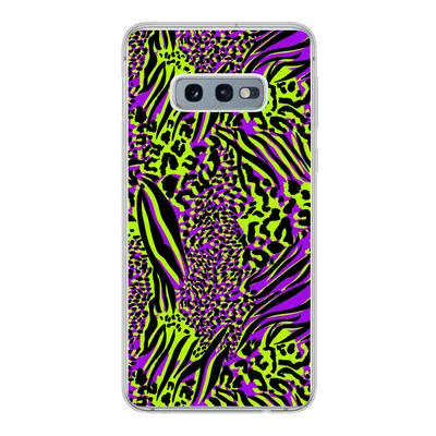 Produktbild von MuchoWow® Handyhülle Schutzhülle Hülle für Samsung Galaxy S10e Tiermuster - Zebra - Neon - Lila Silikon Softcase Handy Hülle - Handy