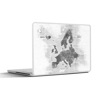 Produktbild von MuchoWow® Laptop Aufkleber Sticker Cover Europakarte auf Zeitungspapier - schwarz und weiß 30x22 cm - Laptop-Sticker