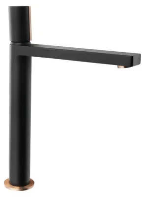 Produktbild von Sapho KAISA Waschtischarmatur, hoch, Chrom, 235mm, schwarz/Kupfer matt