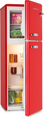Obrázok produktu pre Klarstein Audrey Retro - Retro chladnička s mrazničkou, chladnička s mrazničkou, chladnička, plynulá regulácia chladiaceho výkonu, vnútorné osvetlenie, prevádzkový hluk 41 dB, červená