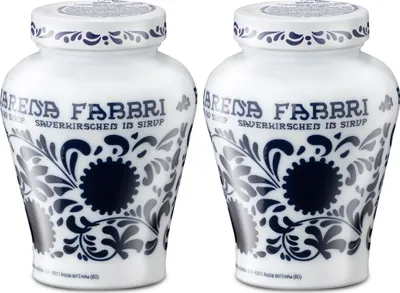 Produktbild von Food-United AMARENA FABBRI 1905 Opaline 2x600g Amarena-Kirschen aus Italien halb-kandiert in Sirup - ohne Aroma- Farb- & Konservierungsmittel & Koscher-Halal, für Amare-Kirschen-Becher-Eis oder für Amarena-Sorbets-Cocktails-Desserts, GVO-Frei Glute