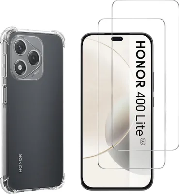 A clear product shot of a phone case and two screen protectors.