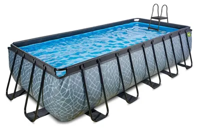 Zdjęcie produktu dla EXIT Stone Basen Stelażowy 540x250x122cm, Basen Naziemny, z Pompą Filtracyjną, Szary