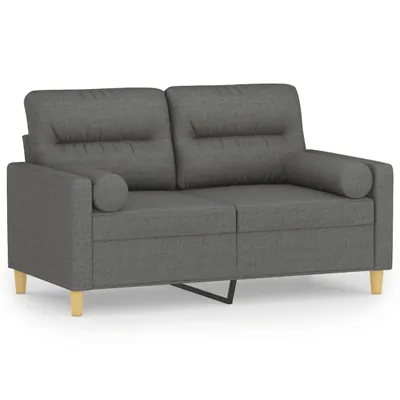 Obrázok produktu pre vidaXL 2-miestna pohovka s dekoratívnymi vankúšmi Tmavo šedá 120 cm Látka