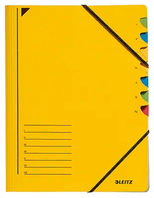 Image de Leitz 3907-00-15 3907 Classeur à levier - 7 compartiments, A4, carton Pendarec (RC), 430 g/qm, jaune