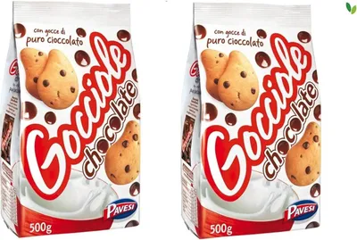 Produktbild von Pavesi: "Gocciole Chocolate"-Kekse mit Schokoladentropfen, ohne Palmöl, 500 g, 2 Stück