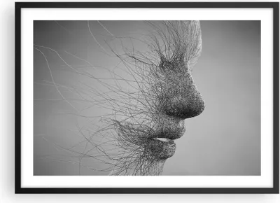 Produktbild von Gerahmtes Poster - Schwarzer Rahmen - Gesicht Grafiken Fäden - 70x50 cm - Wand Bild - Wanddeko - Wandbilder - Kunstposter - Wandposter - Bilderrahmen - Bilder - Kunstdruck - Wandbild - P2BAA70x50-4324