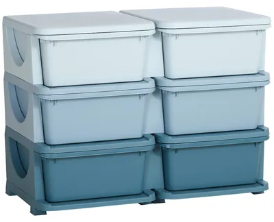 Produktbild von Aufbewahrungsbox für Kinder, Kinder-Aufbewahrungsbox, 3 Schubladen, Blau
