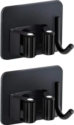 Produktbild von Besen Mop Halter, Edelstahl Selbstklebend Wandhalterung Besen Gerätehalter, Selbstklebend Ohne Bohren Besenhalter, mit Haken für Zuhause Küche Bad Garage Garten