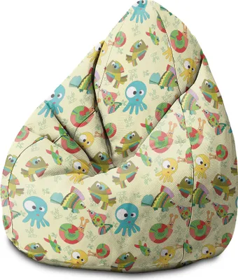 Produktbild von Dreamroots Bean Bag Sitzsack Kinder mit füllung, Bodenkissen Kinder Sitzsack, Sitzsack Kinderzimmer 70x70x105 cm,Sitzkissen Boden Kinder, Sea Animals