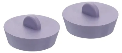 Productafbeelding van Afvoerstoppen, 2 stuks, rubber, 46-51 mm, grijs, geschikt voor badkuip, wastafel, keukenspoelbak
