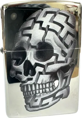 Produktbild von Zippo Feuerzeug Chrom poliert 3D Skull Sturmfeuerzeug Benzin