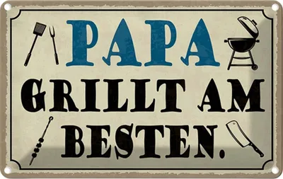 Produktbild von vianmo Blechschild 12x18 cm Papa grillt am besten Männer Frauen Spruch Zitat