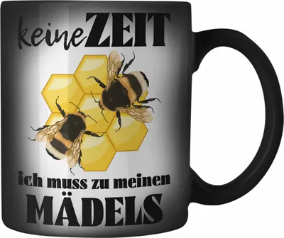 Produktbild von Trendation - Imker Geschenk Farbwechsel Zauber-Tasse Bienenzucht Karabiner Farbwechsel Zauber-Tasse Edelstahl Geschenkideen Bienenzüchter Bienen Zuebhör (Schwarz)