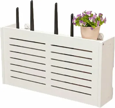 Produktbild von Wifi Router Aufbewahrungsbox - Router Regal - 38x20x8.5cm - Kabelmanagement Box - Versteckte Kabelbox - Wandmontage - Für Router, Modem und TV-Kabel