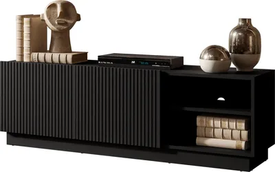 Produktbild von MIRJAN24 TV-Lowboard Liverti 150 2D, Stilvoll Wohnzimmer, Lowboard mit zwei Drehtüren (Farbe: Schwarz)