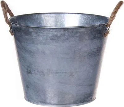 Produktbild von INNA-Glas Runder Übertopf BIMETO mit Griffen, Zink, Silber, 18,5cm, Ø22,5cm - Zink Pflanztopf