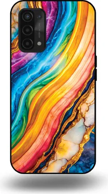 Produktbild von Smartphonica Handyhülle geeignet für OPPO A54 5G / A74 5G / A93 5G mit Regenbogen Gold Marmor Print - TPU Backcover Case Regenbogen Gold Marmor Design